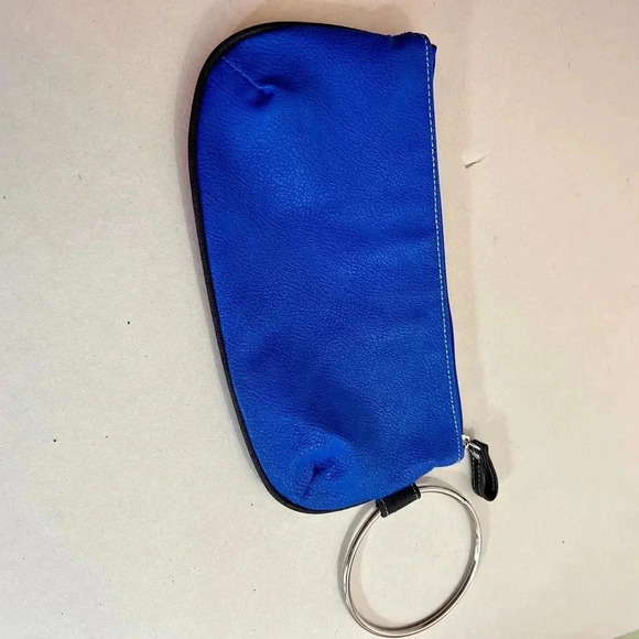 Vintage faux leather Multicolor Clutch with silver handle blue pink - Picture 6 of 15